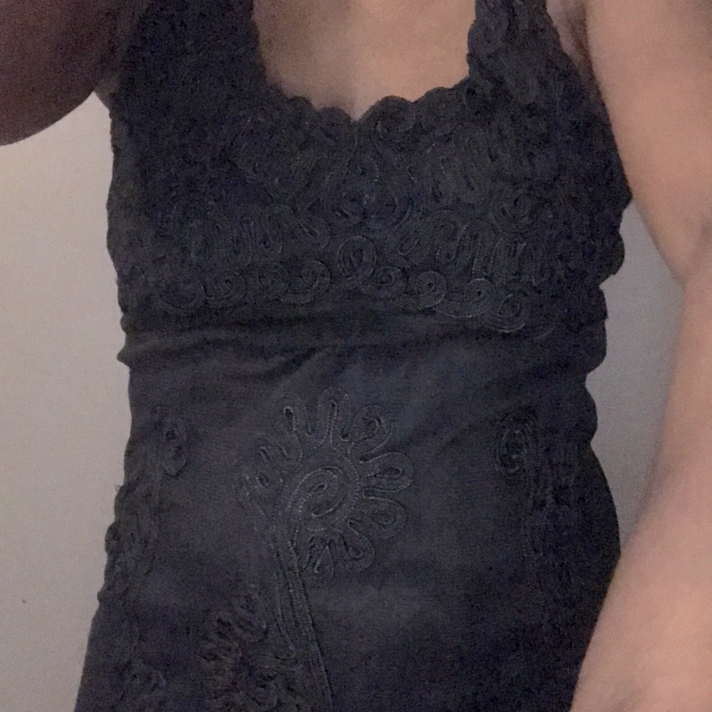 Black Sleeveless Mesh Dress with Soutache